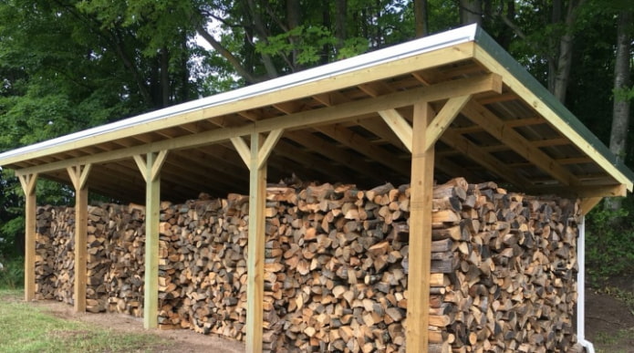 bois de chauffage sous un auvent