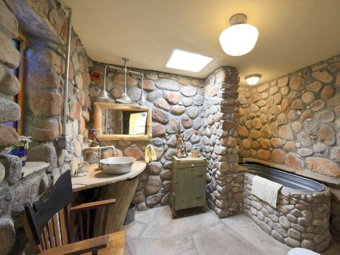 habiller les murs du vestiaire avec de la pierre naturelle