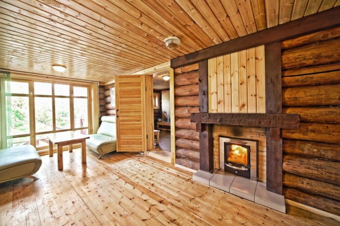 planchers en planches dans les vestiaires