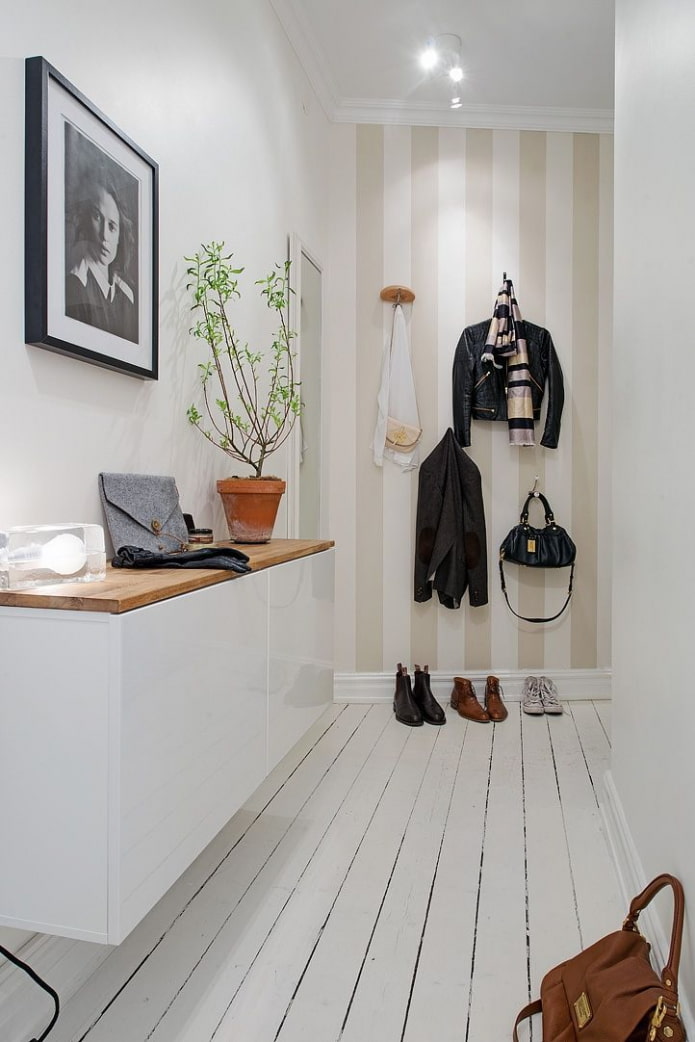 Décoration et éclairage dans un couloir de style scandinave