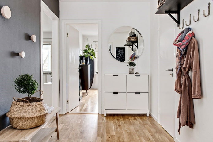 Décoration et éclairage dans le couloir de style scandinave