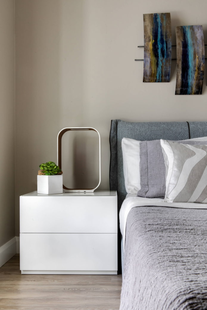 Table de chevet blanche de style high-tech