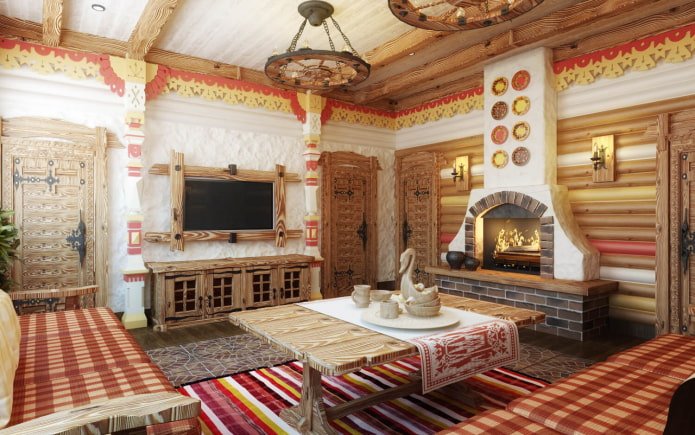 salon dans une isba russe
