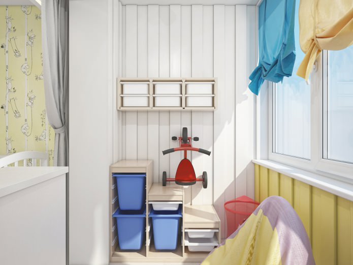 Chambre d'enfant combinée avec une loggia