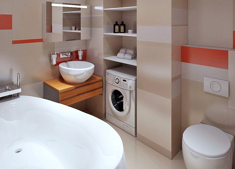 salle de bain avec machine à laver