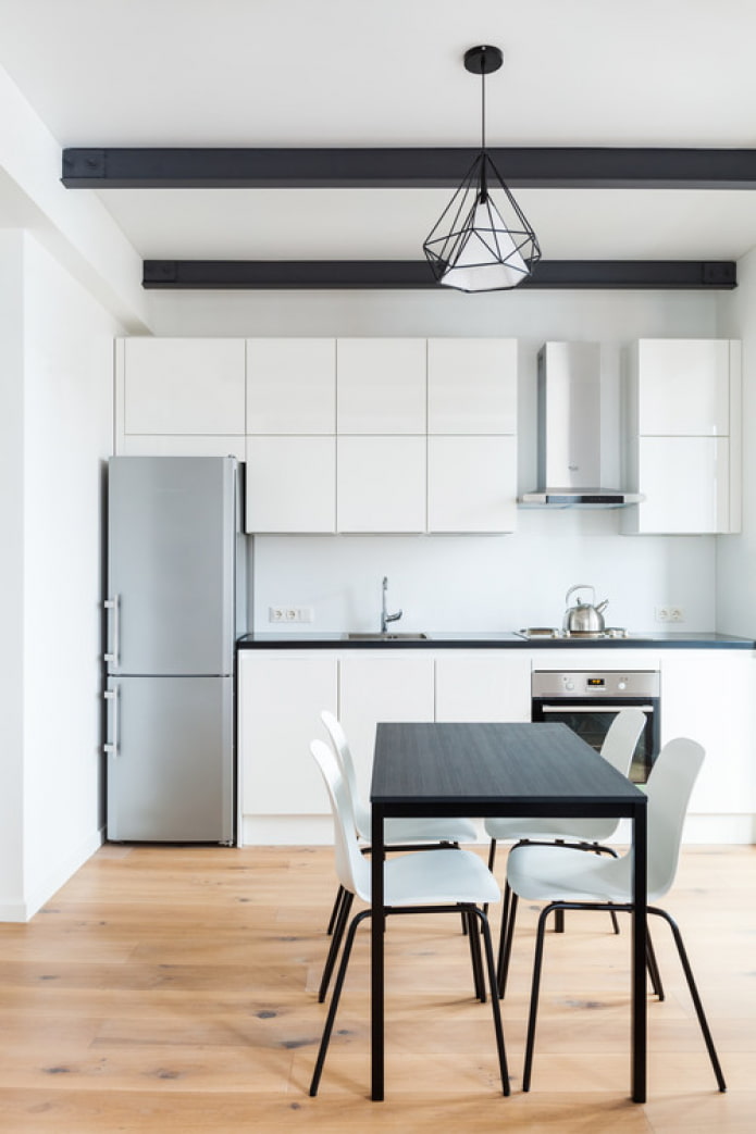 Triangle de travail dans une cuisine droite