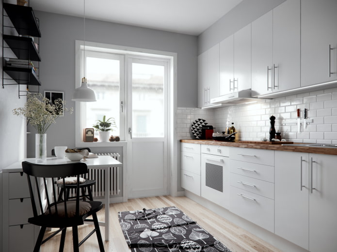 cuisine claire sur une rangée