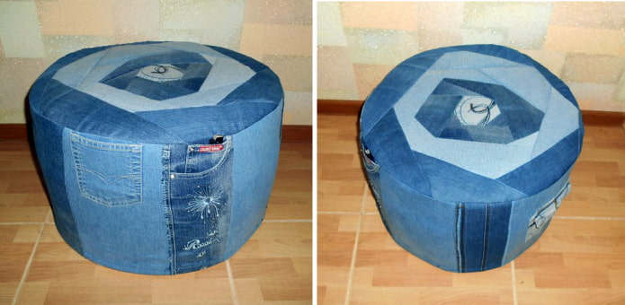 pouf en vieux jeans