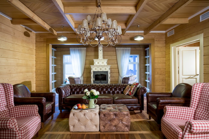 pouf dans un intérieur champêtre