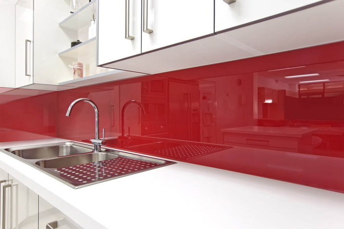 glass red apron