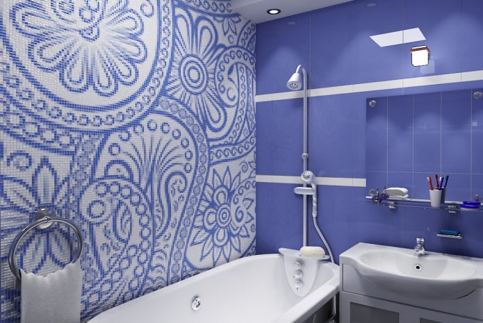 disposition de carreaux avec un ornement dans le Intérieur de salle de bain