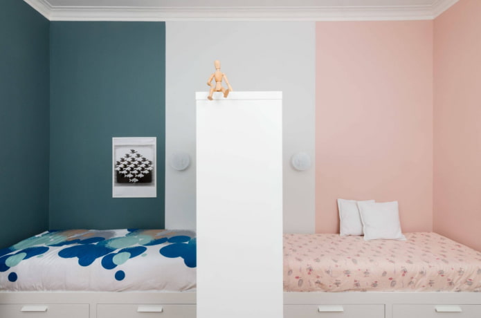 zonage d'une chambre d'enfant pour un garçon et une fille