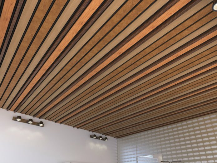 Structure suspendue à lattes en forme de cube