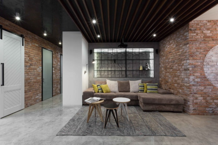 Structure suspendue à lattes de style loft