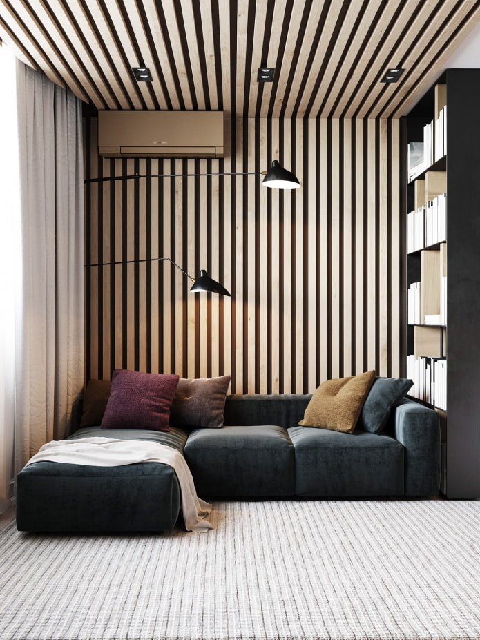 décor à lattes d'un appartement
