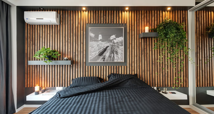 mur en lattes dans la chambre