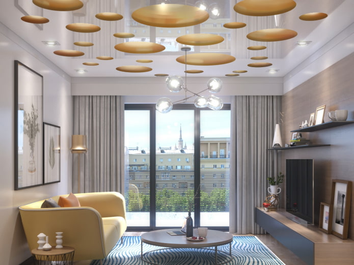 plafond perforé dans le salon