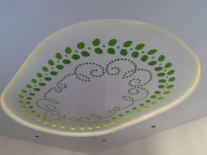 plafond tendu avec perforation sous forme de motifs
