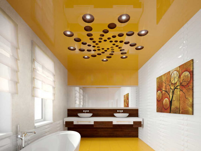 Plafond tendu sculpté dans la salle de bain