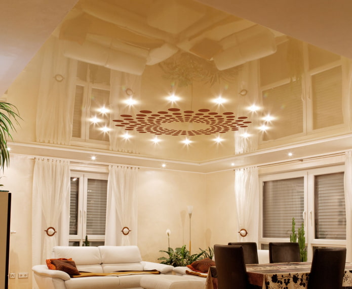 plafond tendu sculpté dans le salon