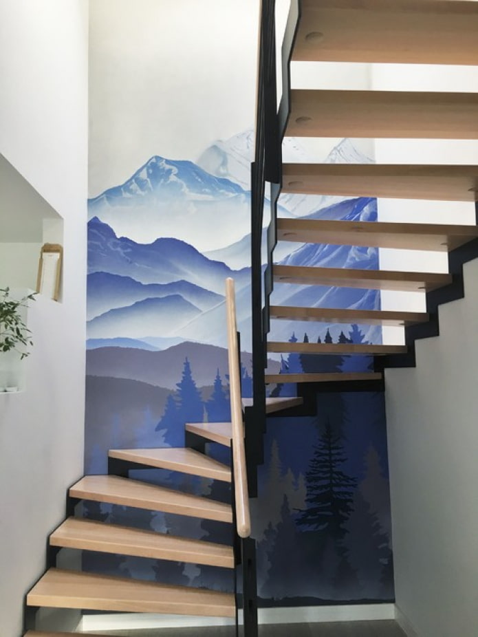 peinture des murs de l'escalier