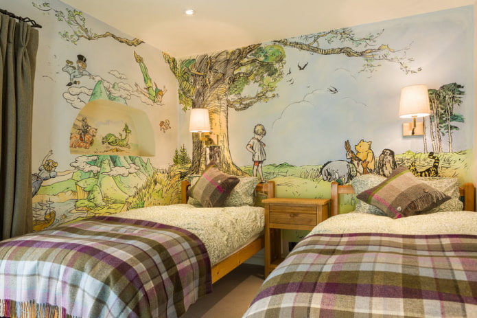 personnages de contes de fées dans la chambre d’enfant
