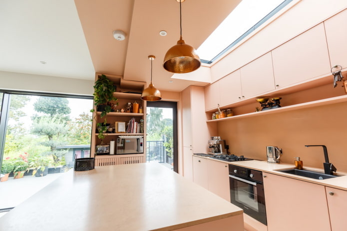 intérieur de cuisine dans tons roses