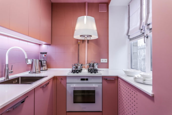 Décoration de cuisine dans les tons roses