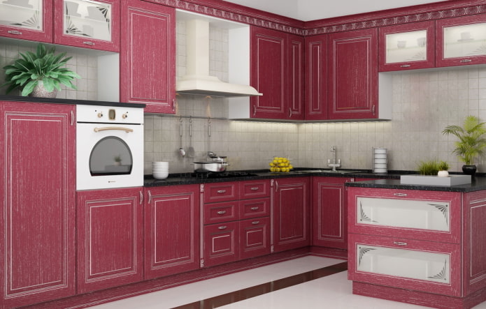 Intérieur de cuisine dans les tons roses