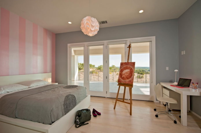 Intérieur d'une chambre gris-rose