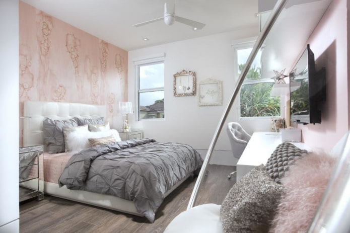 Intérieur de chambre gris-rose