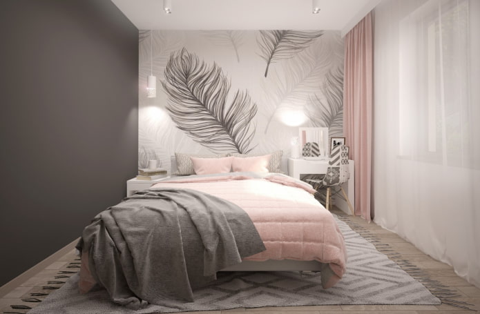 Intérieur d'une chambre gris-rose