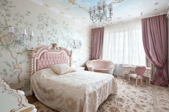 Chambre rose de style classique