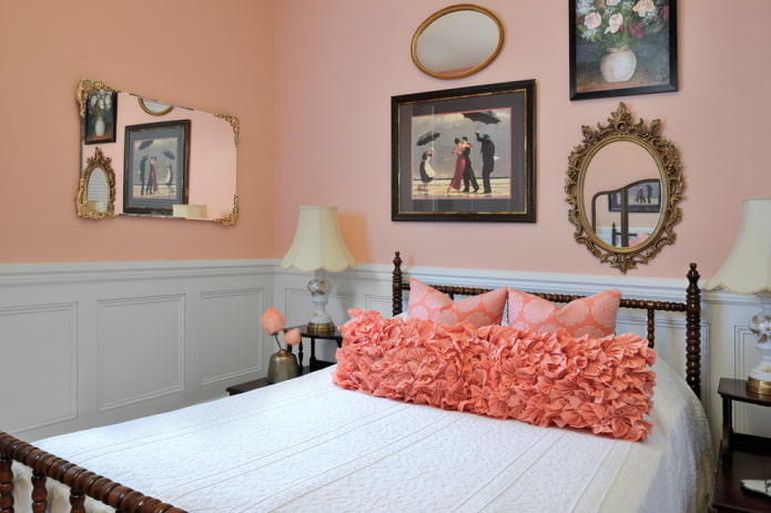 Décoration intérieure de chambre dans les tons roses