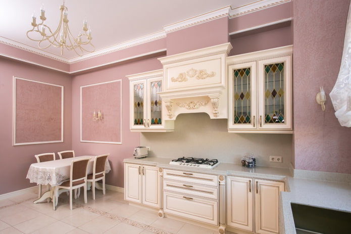 intérieur de cuisine dans les tons roses