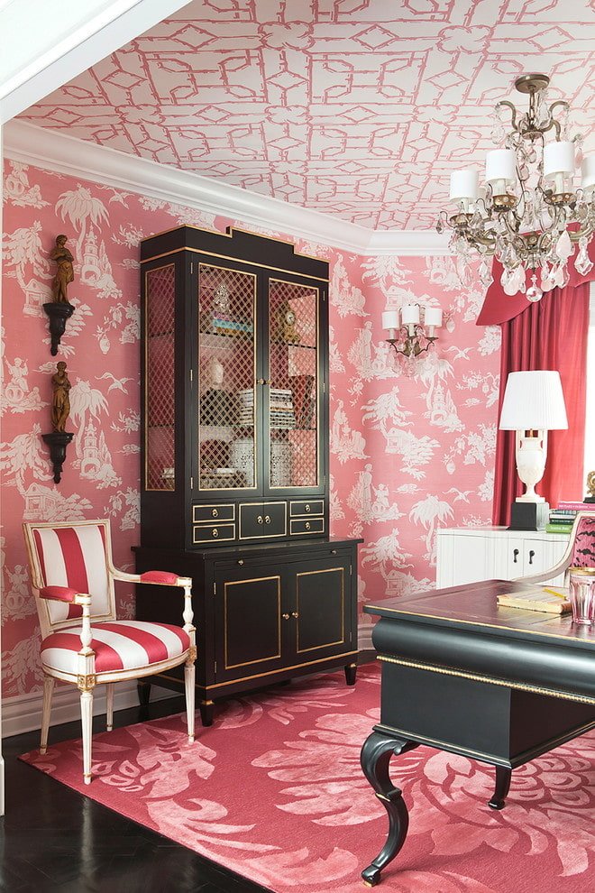 papier peint blanc et rose