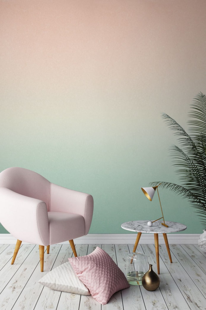 papier peint rose et menthe
