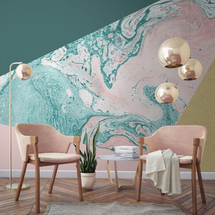 papier peint rose et turquoise