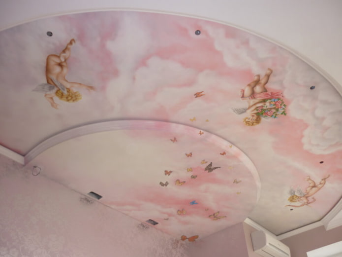 Structure de plafond rose avec impression photo
