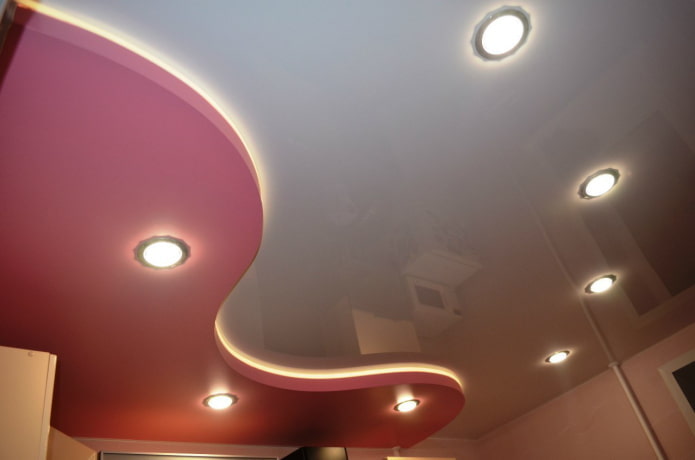 Tissu de plafond tendu gris et rose 