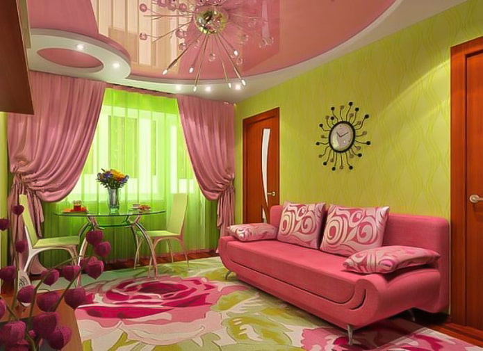 papier peint vert et plafond rose