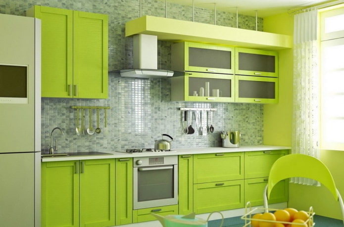 décoration de cuisine aux tons salade
