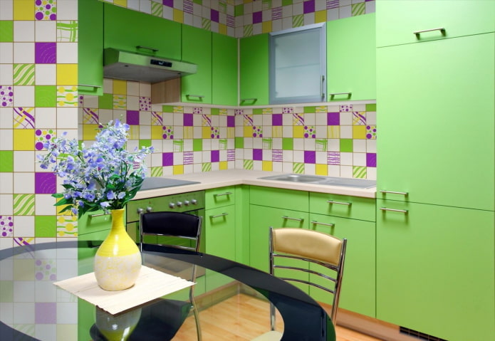 décoration de cuisine aux tons salade