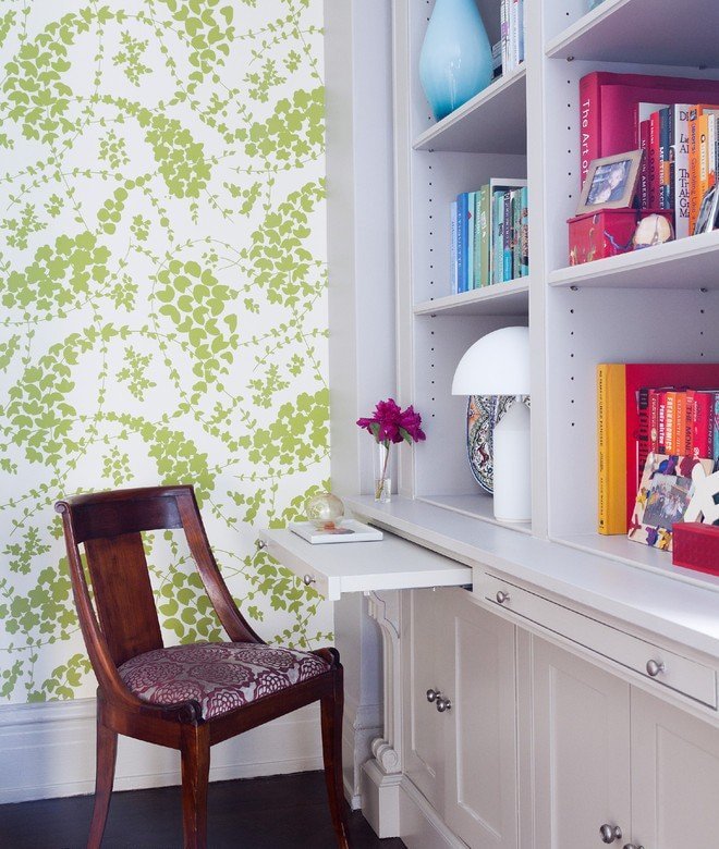 Combinaison de vert clair et de blanc à l'intérieur