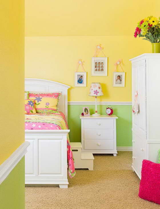 Combinaison de vert clair et de jaune à l'intérieur