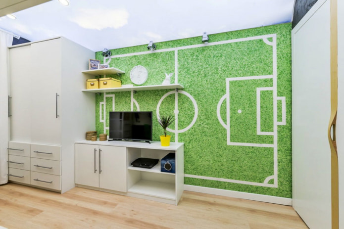 papier peint liquide avec un motif de terrain de football