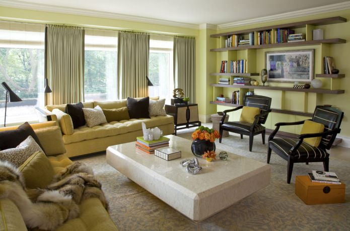 Salon aux tons verts