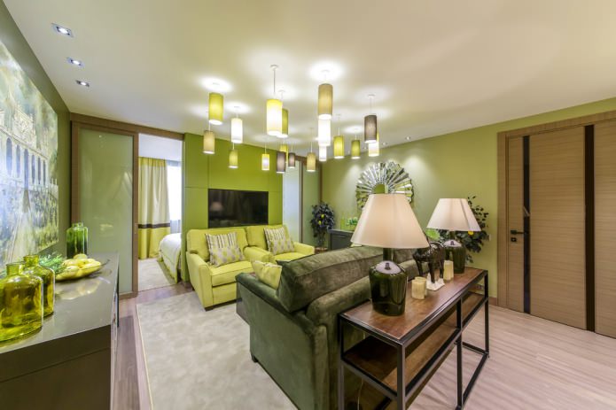 Murs verts et plafond blanc