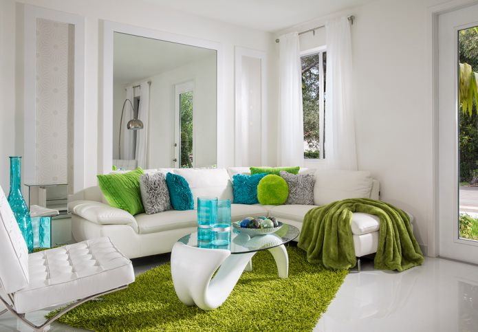 tapis vert salade dans le salon
