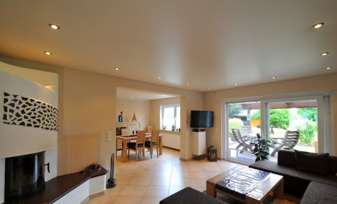 plafond tendu satiné beige